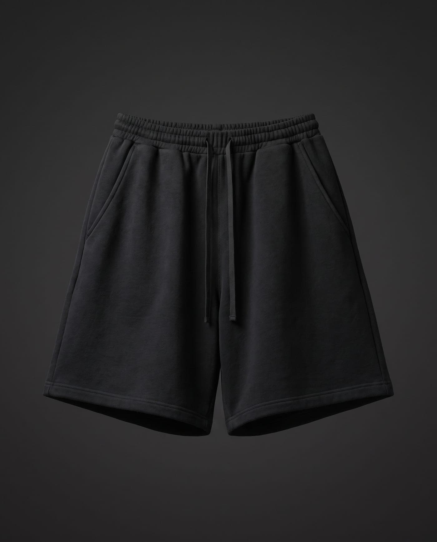 Low Tide Heavyweight fleece short design preview in Void Black